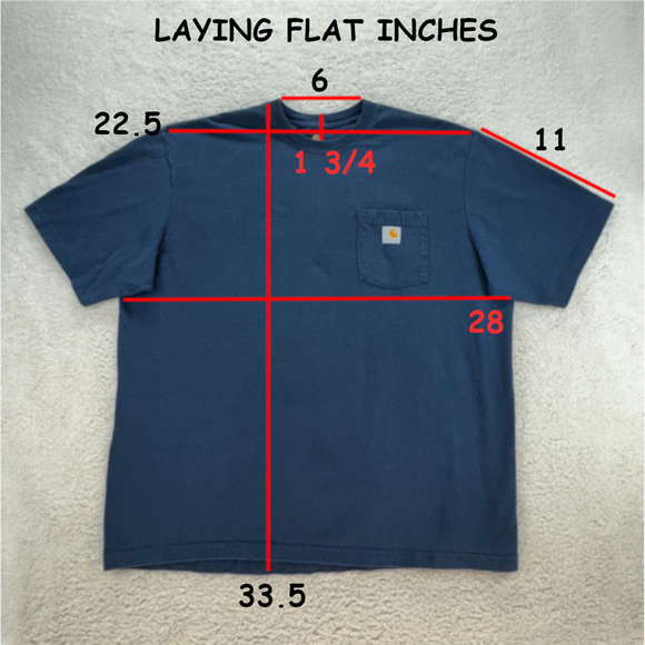 Carhartt Original Fit Tee Short Sleeve Mens 2XL Crew Neck Pocket T-Shirt Blue - Picture 7 of 10